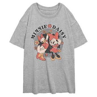Disney's Minnie Mouse And Daisy Duck Flower Ladies Juniors' Oversized Graphic Tee