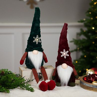 Northlight LED Faux Fur Gnome with Snowflake Christmas Figure Table Décor
