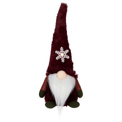 Northlight LED Faux Fur Gnome with Snowflake Christmas Figure Table Décor
