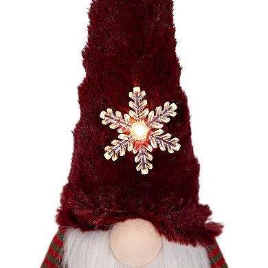 Northlight LED Faux Fur Gnome with Snowflake Christmas Figure Table Décor
