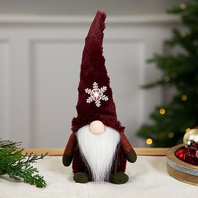Northlight LED Faux Fur Gnome with Snowflake Christmas Figure Table Décor