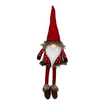 Northlight Faux Fur Plush Gnome with Dangling Legs Christmas Figure Table Décor