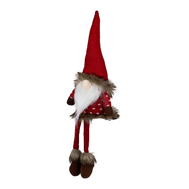 Northlight Faux Fur Plush Gnome with Dangling Legs Christmas Figure Table Décor