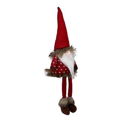 Northlight Faux Fur Plush Gnome with Dangling Legs Christmas Figure Table Décor