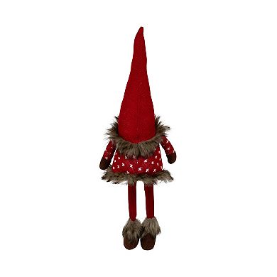 Northlight Faux Fur Plush Gnome with Dangling Legs Christmas Figure Table Décor