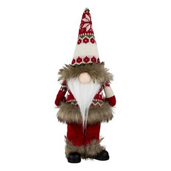 Northlight Faux Fur Gnome with Knitted Outfit Christmas Figure Table Décor