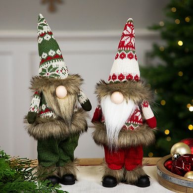 Northlight Faux Fur Gnome with Knitted Outfit Christmas Figure Table Décor