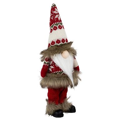 Northlight Faux Fur Gnome with Knitted Outfit Christmas Figure Table Décor
