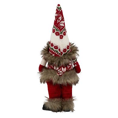 Northlight Faux Fur Gnome with Knitted Outfit Christmas Figure Table Décor