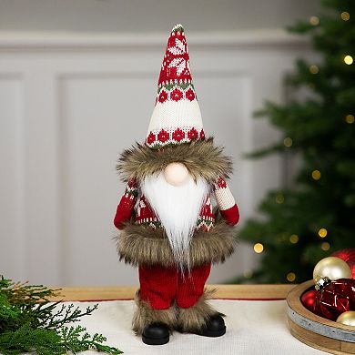 Northlight Faux Fur Gnome with Knitted Outfit Christmas Figure Table Décor