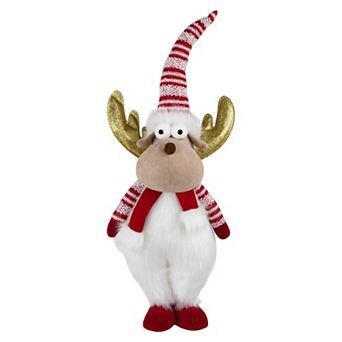 Northlight 25 in Standing Plush Moose Glitter Antler Christmas Figure Floor Decor