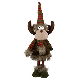 Northlight 18 in Standing Plush Striped Legs Moose Christmas Figure Floor Decor