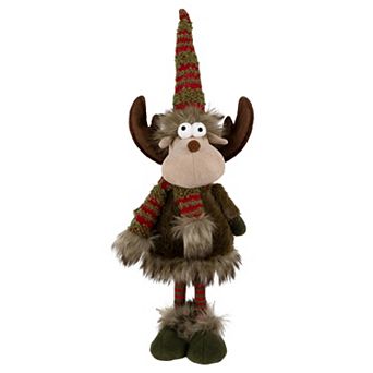 Northlight 18 in Standing Plush Striped Legs Moose Christmas Figure Floor Decor