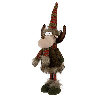 Northlight 18-in.Standing Plush Striped Legs Moose Christmas Figure Floor Decor