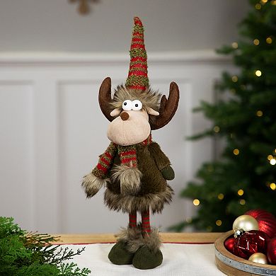 Northlight 18-in.Standing Plush Striped Legs Moose Christmas Figure Floor Decor