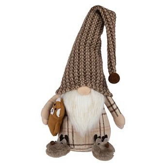 Northlight 14 in Sitting Gnome With Teddy Bear Christmas Figure Table Decor