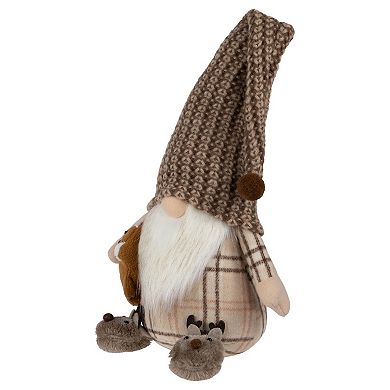 Northlight 14-in. Sitting Gnome With Teddy Bear Christmas Figure Table Decor