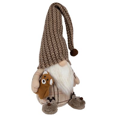 Northlight 14-in. Sitting Gnome With Teddy Bear Christmas Figure Table Decor