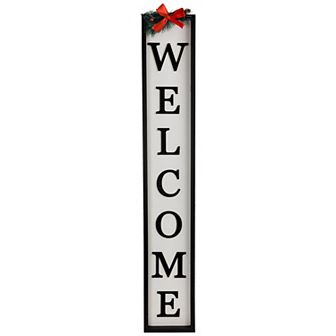 Northlight Welcome Christmas Porch Sign Decor with Pine & Bow Accent