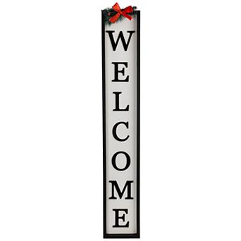 Northlight Welcome Christmas Porch Sign Decor with Pine & Bow Accent