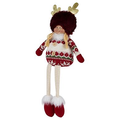 Northlight 16-in. Sitting Plush Girl Christmas Figure Table Decor