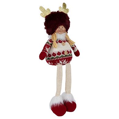 Northlight 16-in. Sitting Plush Girl Christmas Figure Table Decor