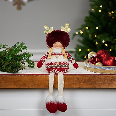 Northlight 16-in. Sitting Plush Girl Christmas Figure Table Decor