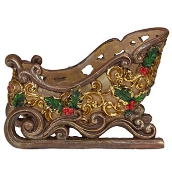 Northlight 8.75 in Brown & Gold Christmas Sleigh Table Decor