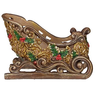 Northlight 8.75-in. Brown & Gold Christmas Sleigh Table Decor