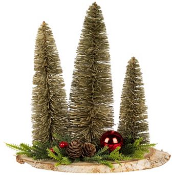 Northlight 10.25 in Bottle Brush Trees Trio Christmas Table Decor