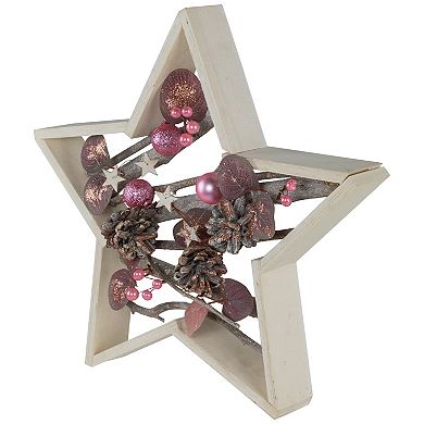 Northlight 14.5-in. Ornaments & Pinecones Star-Shaped Birch Wood Christmas Table Decor