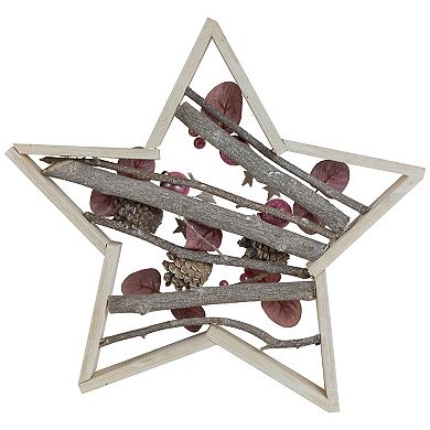 Northlight 14.5-in. Ornaments & Pinecones Star-Shaped Birch Wood Christmas Table Decor