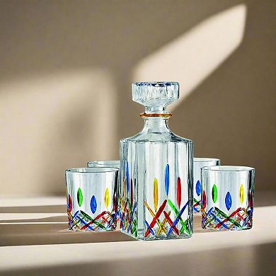 Godinger Silver Venice 5-Piece Whiskey Decanter Set