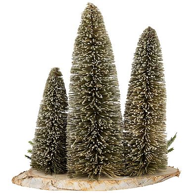 Northlight 10.25-in. Frosted Bottle Brush Tree Trio Christmas Table Decor