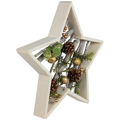 Northlight 14.5-in. Pinecones & Berries Star Shaped Wooden Christmas Table Decor