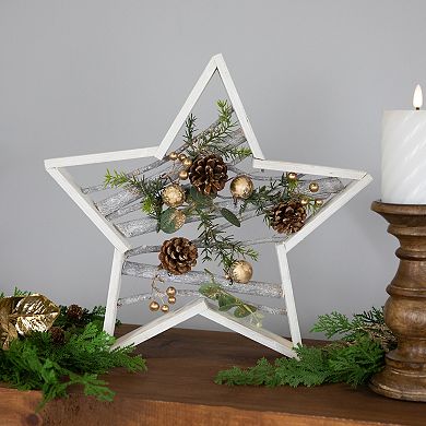 Northlight 14.5-in. Pinecones & Berries Star Shaped Wooden Christmas Table Decor