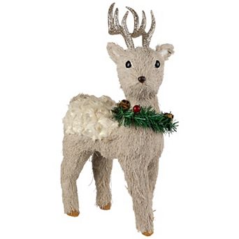 Northlight 13.75 in Woodland Reindeer With Wreath Christmas Figure Table Decor