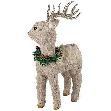 Northlight 13.75-in. Woodland Reindeer With Wreath Christmas Figure Table Decor