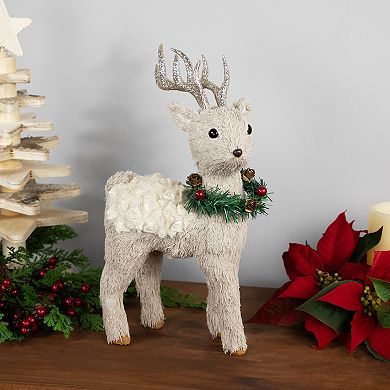 Northlight 13.75-in. Woodland Reindeer With Wreath Christmas Figure Table Decor
