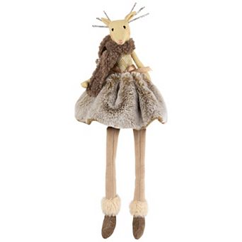 Northlight Sitting Reindeer Girl with Dangling Legs Christmas Figure - 18"
