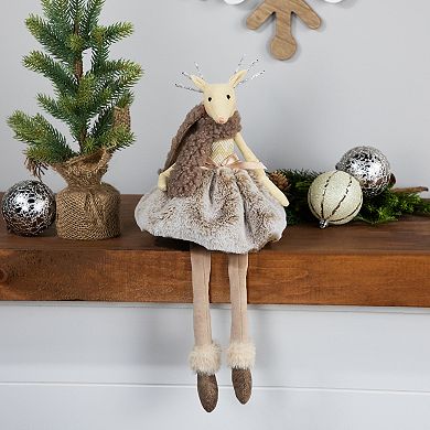 Northlight Sitting Reindeer Girl with Dangling Legs Christmas Figure - 18"