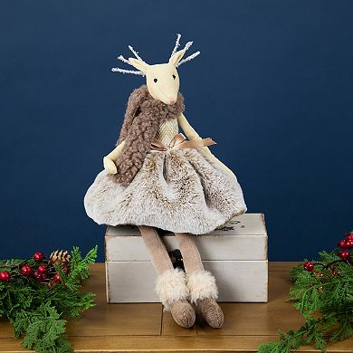 Northlight Sitting Reindeer Girl with Dangling Legs Christmas Figure - 18"