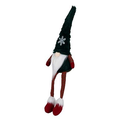 Northlight LED Lighted Sitting Gnome with Snowflake Christmas Figure - 13" - Green