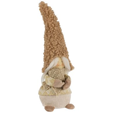 Northlight Standing Gnome Girl with Plush Hat Christmas Figurine - 11.5"