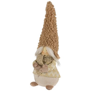 Northlight Standing Gnome Girl with Plush Hat Christmas Figurine - 11.5"