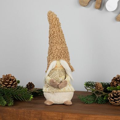 Northlight Standing Gnome Girl with Plush Hat Christmas Figurine - 11.5"