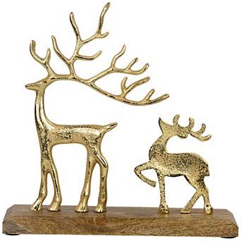 Northlight Reindeer and Fawn Metal Christmas Figure - 10.25" - Gold