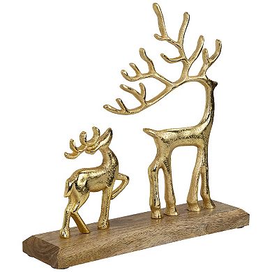 Northlight Reindeer and Fawn Metal Christmas Figure - 10.25" - Gold