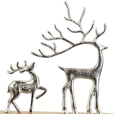 Northlight Father Reindeer and Fawn Metal Christmas Figure - 10.25" - Silver