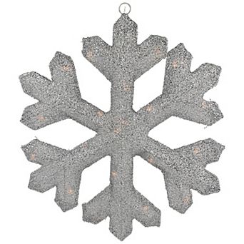 Northlight Lighted Tinsel Snowflake Christmas Window Decoration - 20" - Silver - Clear Lights